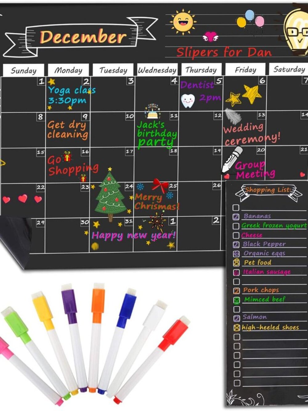 Magnetic Dry Erase Monthly Calendar, 16.73 x 12 Inch, Black